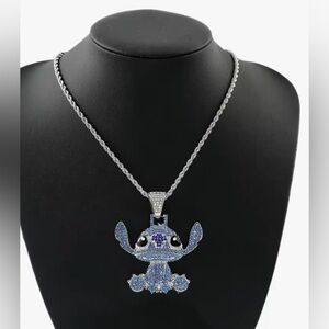New Blue and Silver Stitch Character Pendant Necklace
